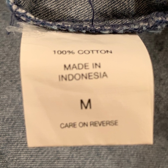 NY & COMPANY Dress Drawstring Waist Shirt Tail Hem Cotton Denim Blue Medium - Picture 5 of 7